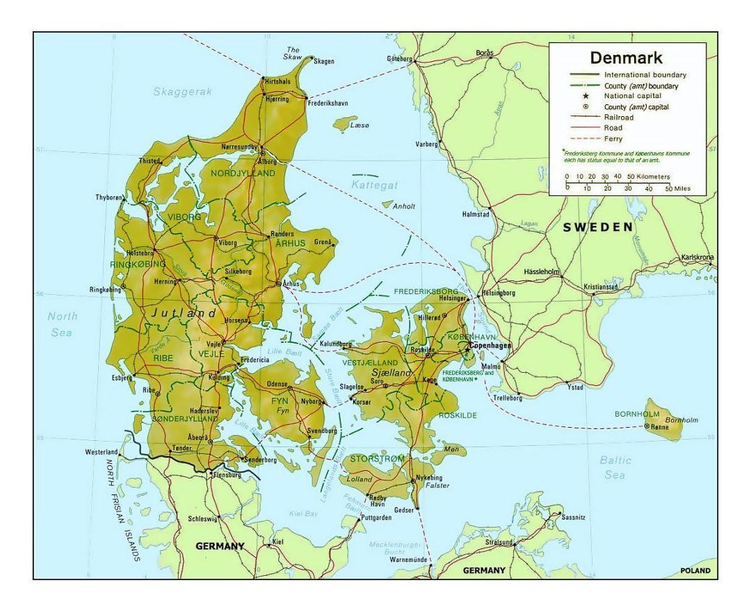 Mapa Danii Dania