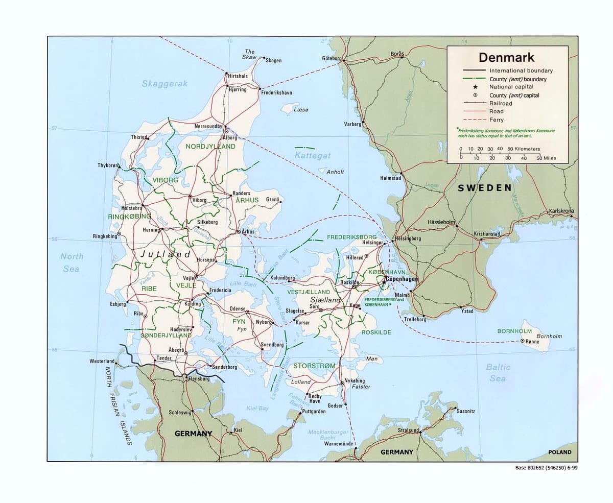 Mapa Danii na plaży ocean park