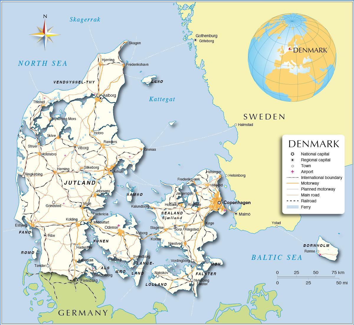 Mapa Danii porty