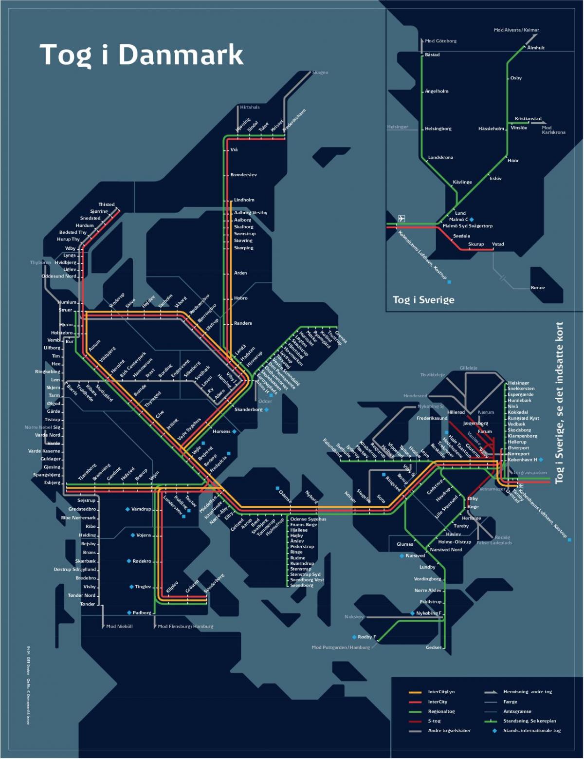 Mapa pociąg Kopenhaga Dania