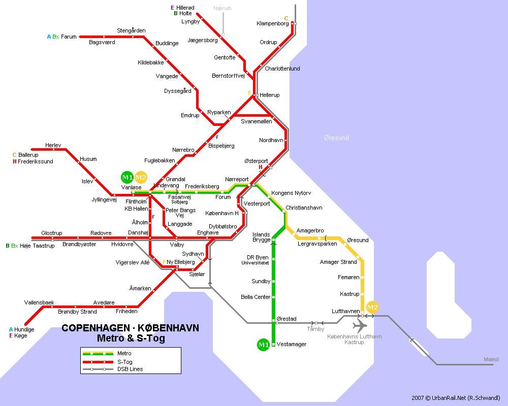 Mapa Danii metra 