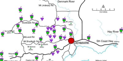Mapa Danii винзаводы 