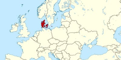 Mapa świata pokazująca Dania