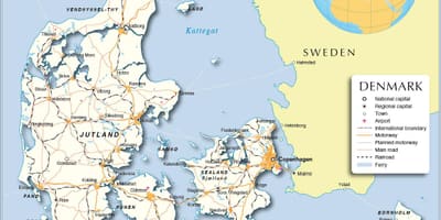 Mapa Danii porty